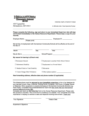 Ending Employment Form