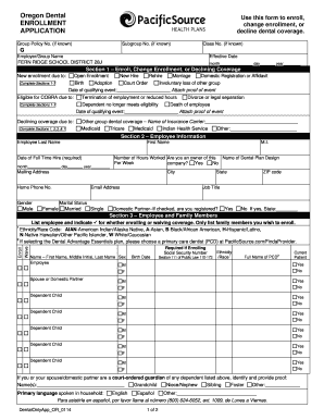 Oregon Dental Enrollment Application