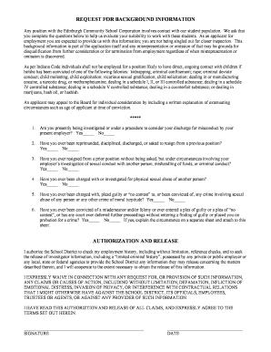 Background Information Form for School Employment