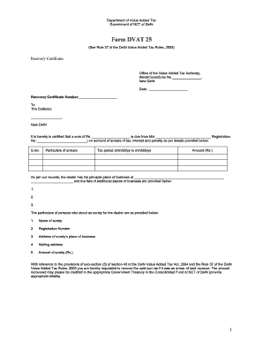 Delhi Value Added Tax Recovery Certificate