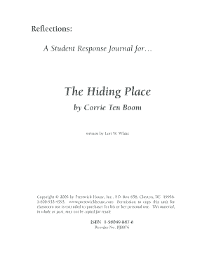 The Hiding Place Student Response Journal
