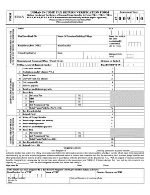 Indian Income Tax Return Verification Form ITR-V