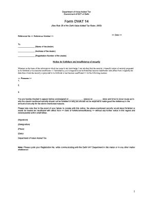 Delhi VAT Security Forfeiture Notice
