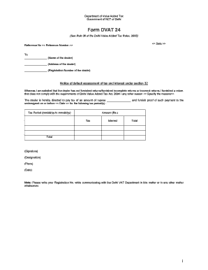 Delhi VAT Default Assessment Notice
