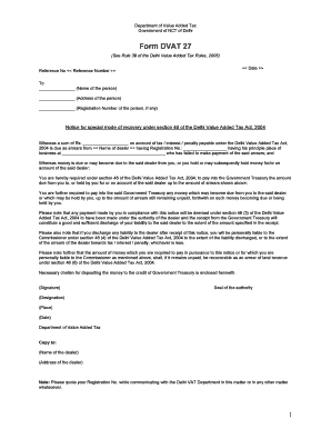 Delhi VAT Notice for Special Mode of Recovery