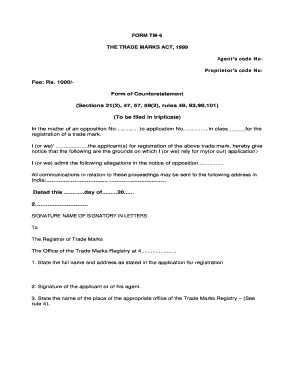 Trade Mark Counterstatement Form