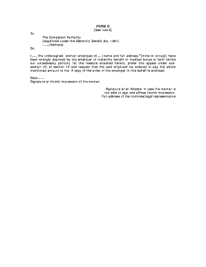 Maternity Benefit Appeal Form