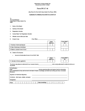 DVAT 46 Form Application