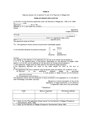 Group Application for Unpaid Wages