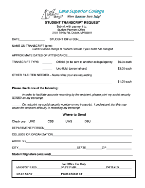 Student Transcript Request Form