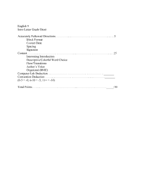 Intro Letter Grade Sheet