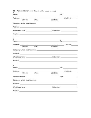 Personal Reference Form