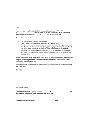 Graduate Assistantship Offer Letter