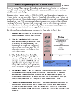 Cornell Note Taking Strategy Guide