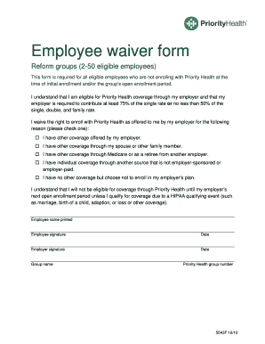 Employee Health Insurance Waiver Form