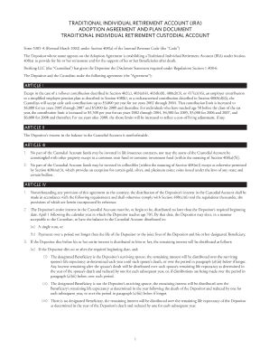 Traditional Individual Retirement Account Adoption Agreement