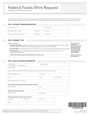 Federal Funds Wire Request Form
