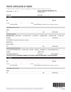 Trustee Certification of Powers