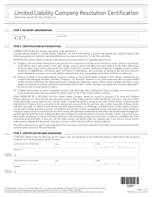 Limited Liability Company Resolution Certification