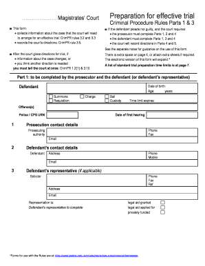 UK Magistrates' Court Trial Preparation Form