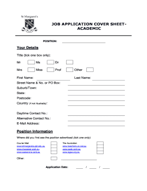 Academic Job Application Form
