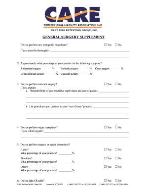 General Surgery Supplement Form