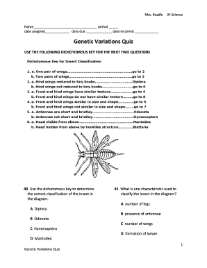 Genetic Variations Quiz