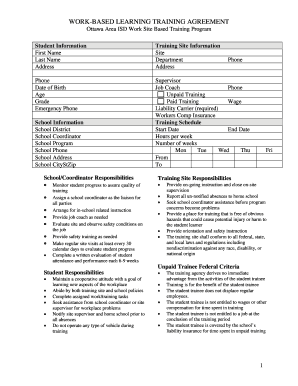 Work-Based Learning Training Agreement