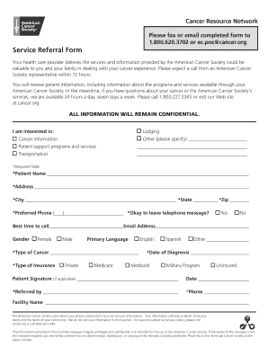 American Cancer Society Service Referral Form