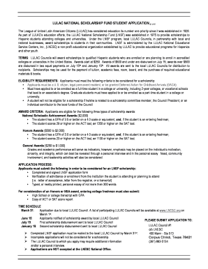 LULAC National Scholarship Fund Student Application