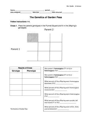 Genetics of Garden Peas Worksheet
