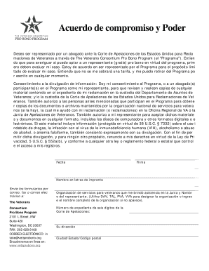 Formulario del Programa Pro Bono de The Veterans Consortium