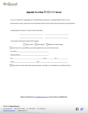 ReQuest Server Upgrade Form