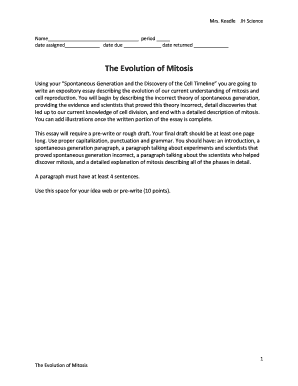 Science Essay Assignment on Mitosis
