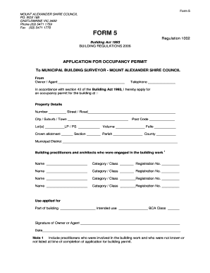 Application for Occupancy Permit