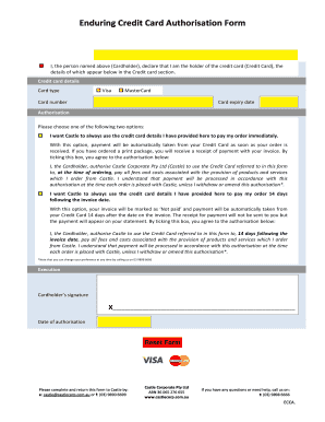 Enduring Credit Card Authorisation Form