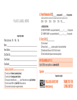 Payroll Deduction Gift Authorization Form