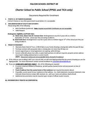 Falcon School District 49 Student Enrollment Form