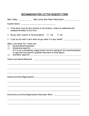 Recommendation Letter Request Form