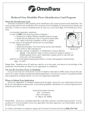Reduced Fare Disability Photo ID Application