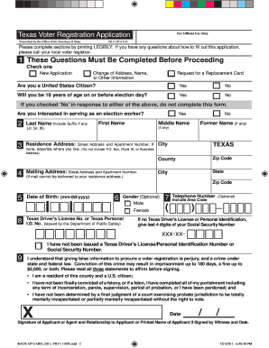 Texas Voter Registration Application