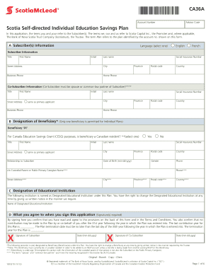 Scotia Self-directed Individual Education Savings Plan Application
