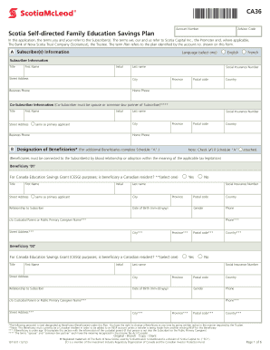 Scotia Self-directed Family Education Savings Plan Application