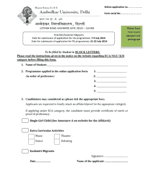 ECA/SGC/Kashmiri Migrants Application Form