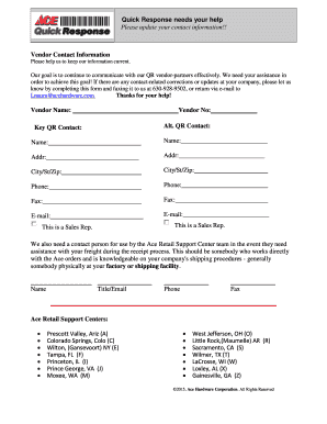 Vendor Contact Information Update Form