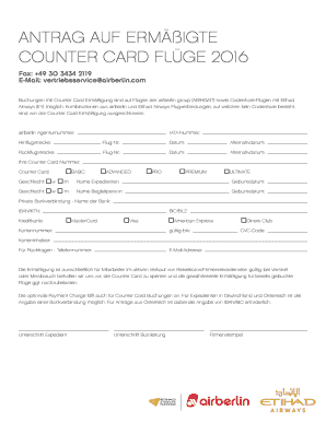 ANTRAG AUF ERMÄßIGTE COUNTER CARD FLÜGE
