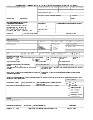 Workers Compensation First Report of Injury or Illness
