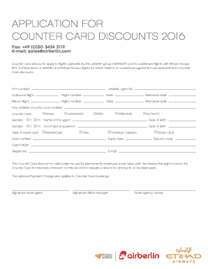 Airberlin Counter Card Discount Application 2016