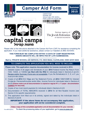 Camper Aid Form Application
