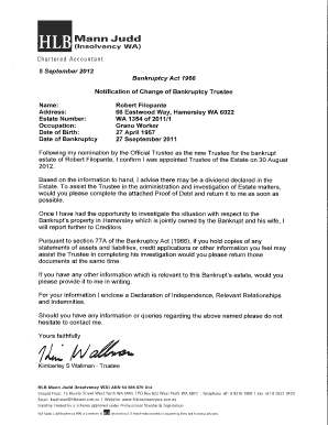 Proof of Debt Form